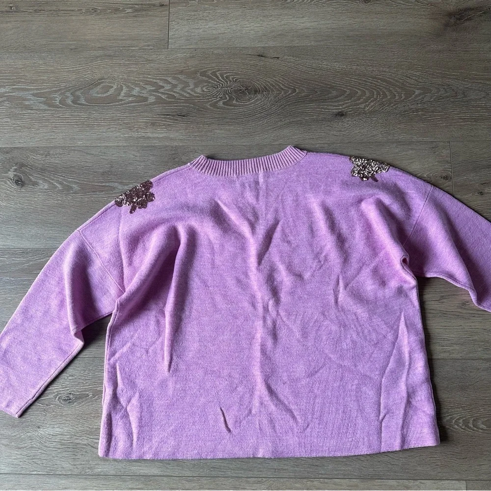 J. Crew 100% Merino Wool Embroidered Shoulders Sz M